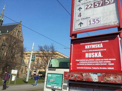 В знак протеста против аннексии Крыма остановки в Праге переименовываются в "Русские" (ФОТО)
