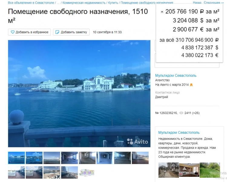 «Голубые унитазы» в Севастополе продают за 310 млрд рублей